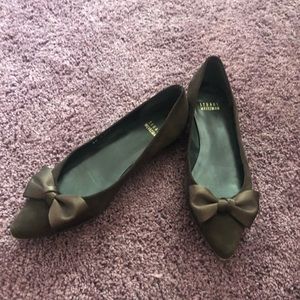 Stuart Weitzman Brown satin bow ballet flats